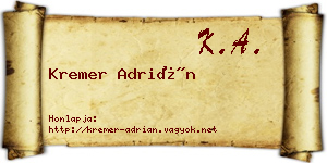 Kremer Adrián névjegykártya